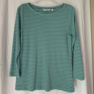 Vineyard Vines green striped boatneck jersey top